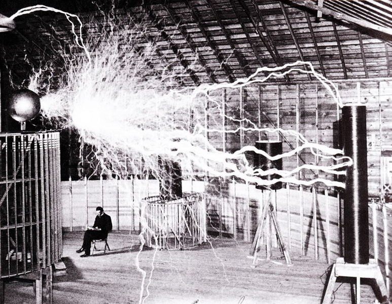 Nikola Tesla Lab Lightning  Public Domain